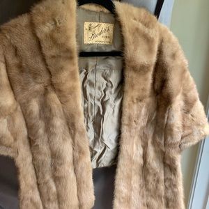 Vintage Brown Mink Stole Wrap with collar